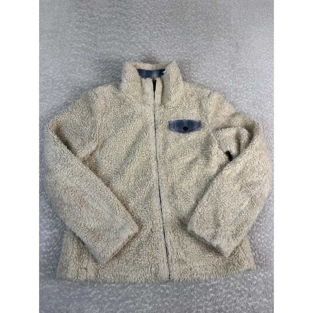 Pendleton Jacket Womens Small White Sherpa Fleece Lined Full Zip‎ Plaid
